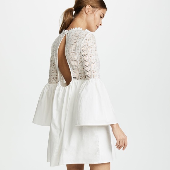 Endless Rose Ivory Eyelet Bell Sleeve Mini Dress - Picture 11 of 12